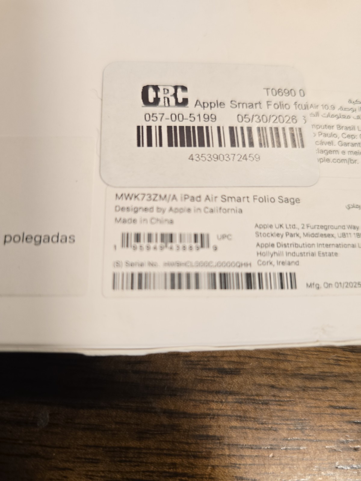 Original Apple Smart Folio for iPad Air 11 Inch Sage Gray OEM