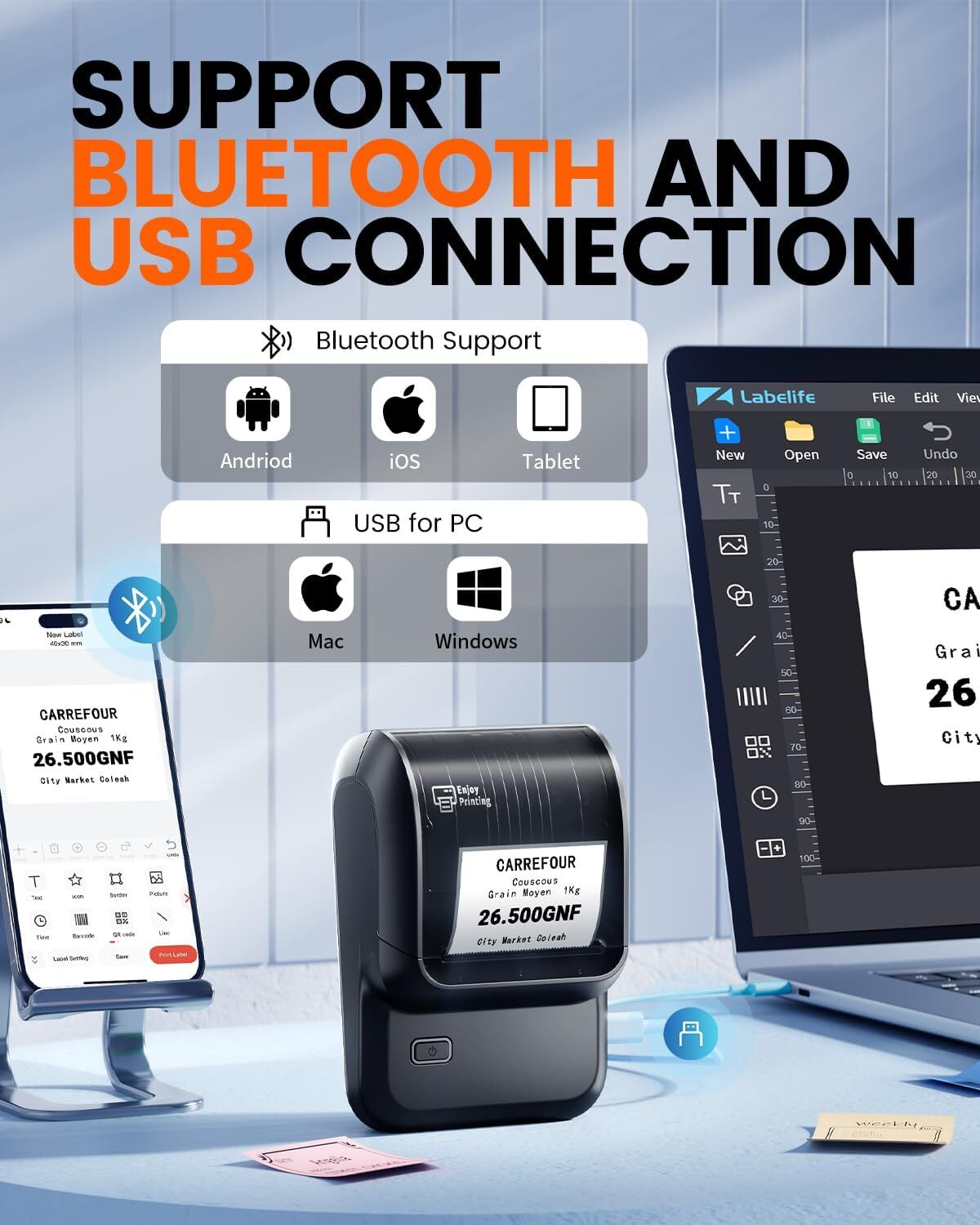 Phomemo M100 Thermal Printer Label Makers Bluetooth Barcode Address Label Maker