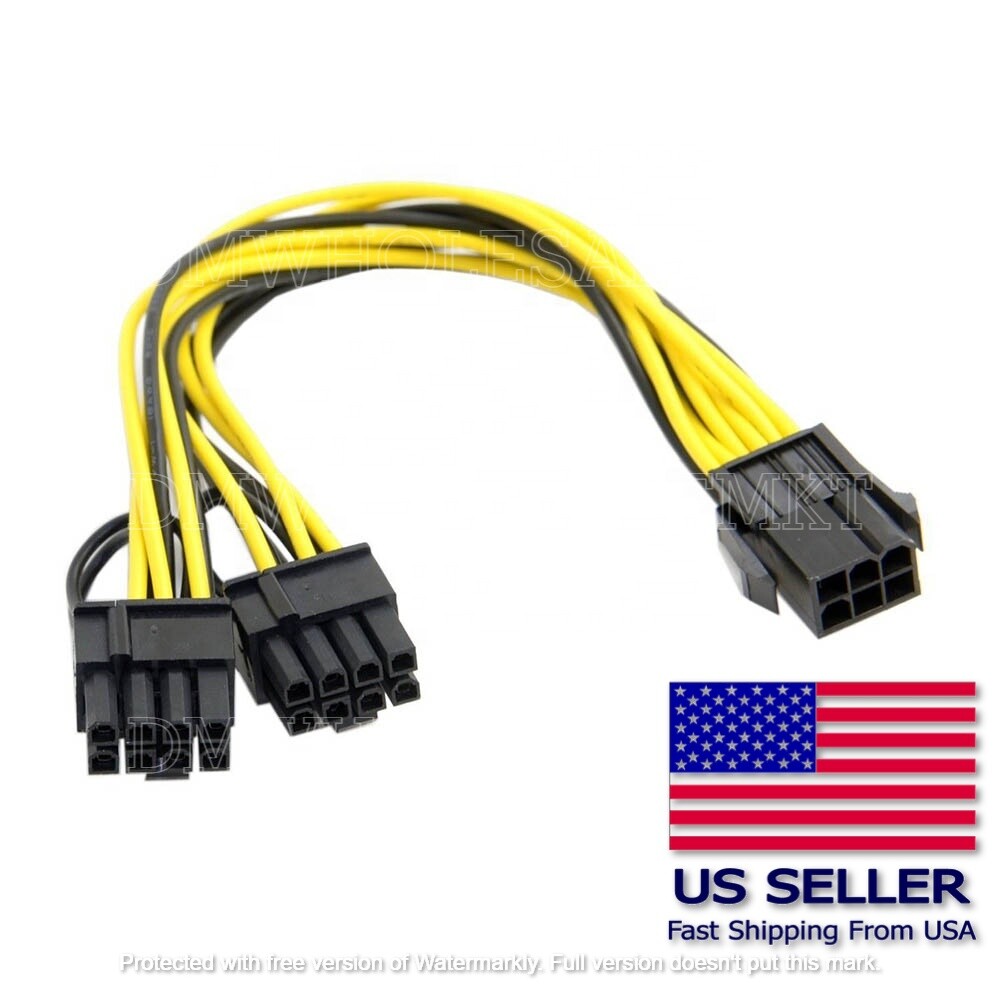 10 PACK PCIE 6 pin Female – Dual PCI-E 8 pin (6+2) Male GPU Power Cable Splitter