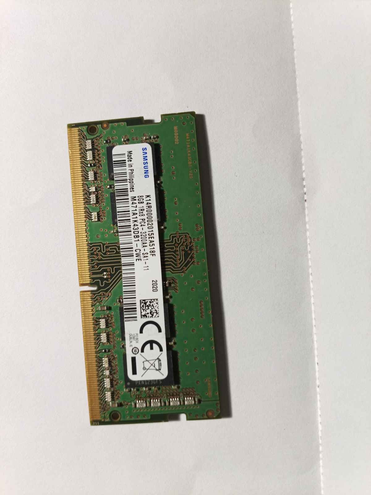 Samsung 8GB DDR4 Laptop RAM PC4-3200AA 1Rx8 SODIMM M471A1K43DB1-CWE