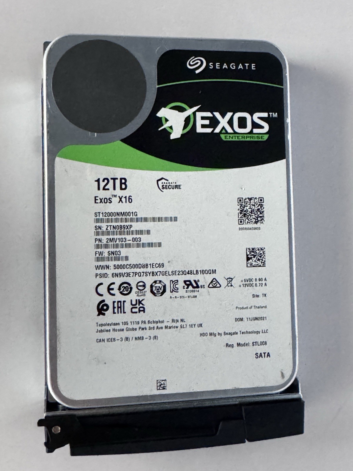 *FOR PARTS AS IS* SEAGATE EXOS ST12000NM001G 12TB X16 256MB 3.5″ SATA 6Gb/s HDD
