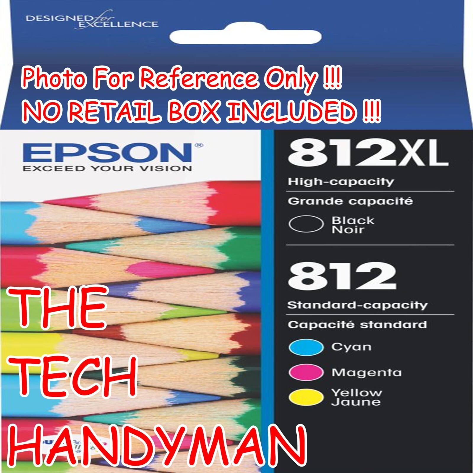 4-PACK EPSON GENUINE 812XL BLACK & 812 COLOR INK (NO RETAIL BOX) WF-7310