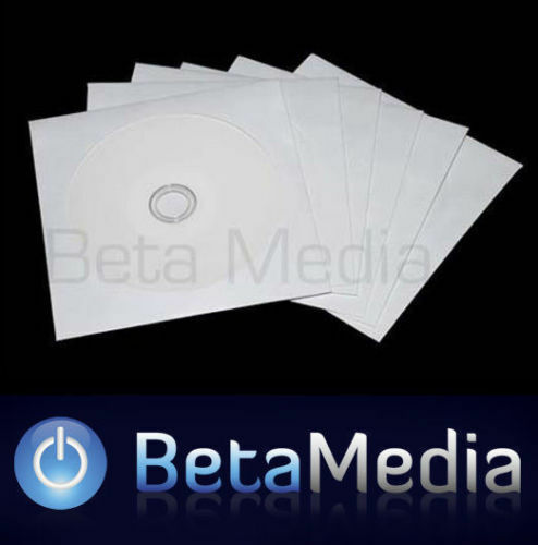 3000 Paper CD / DVD / Bluray BDR Sleeves – White Envelopes Plastic Window 100GSM