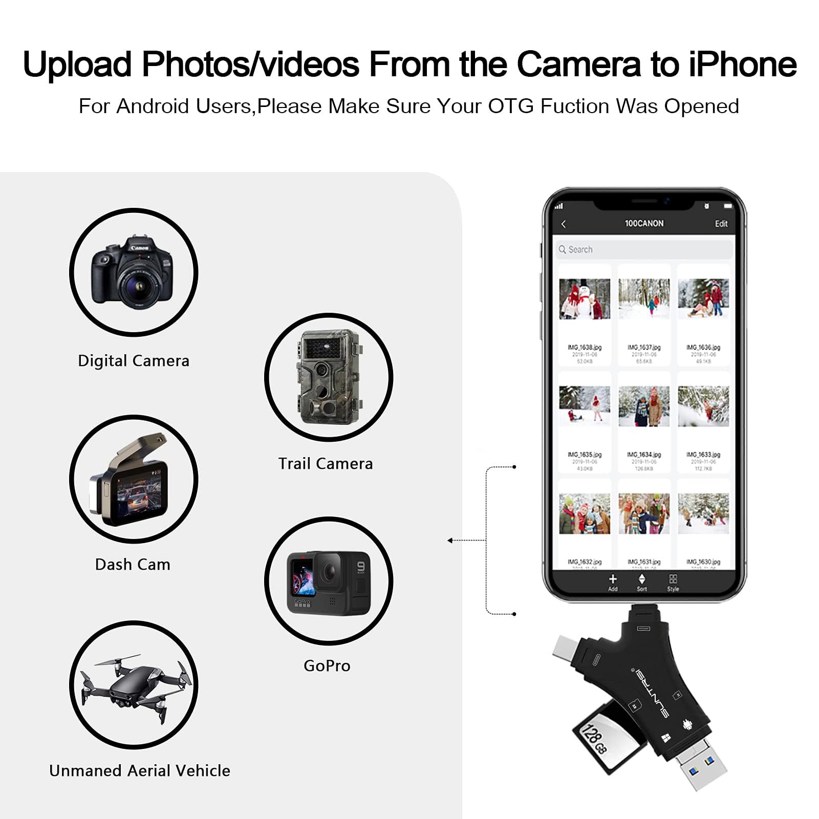 4in1 SD MicroSD Card Reader for Phone Tablet Computer