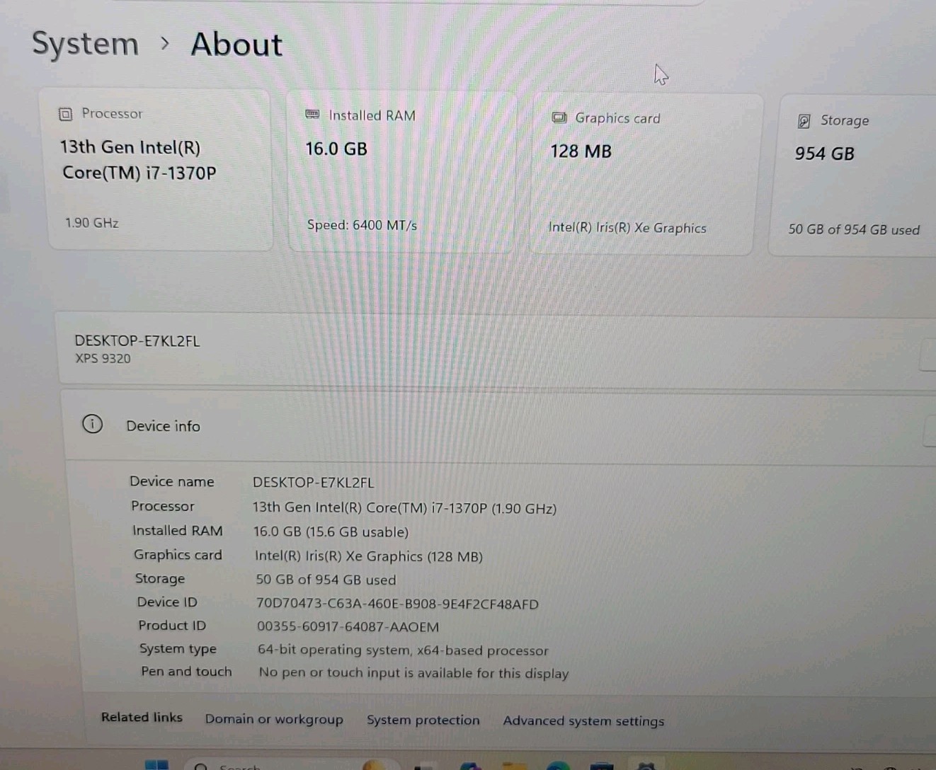 Dell XPS 9320 13.4″, Intel Core i7-1370P, 16GB RAM, 1TB NVMe, Win11P (READ)