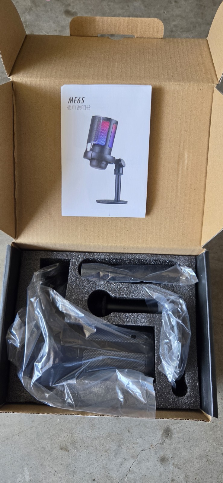 ME6S USB Cardioid RGB Microphone w/ Shock Mount Stand, Mute Button, Gain