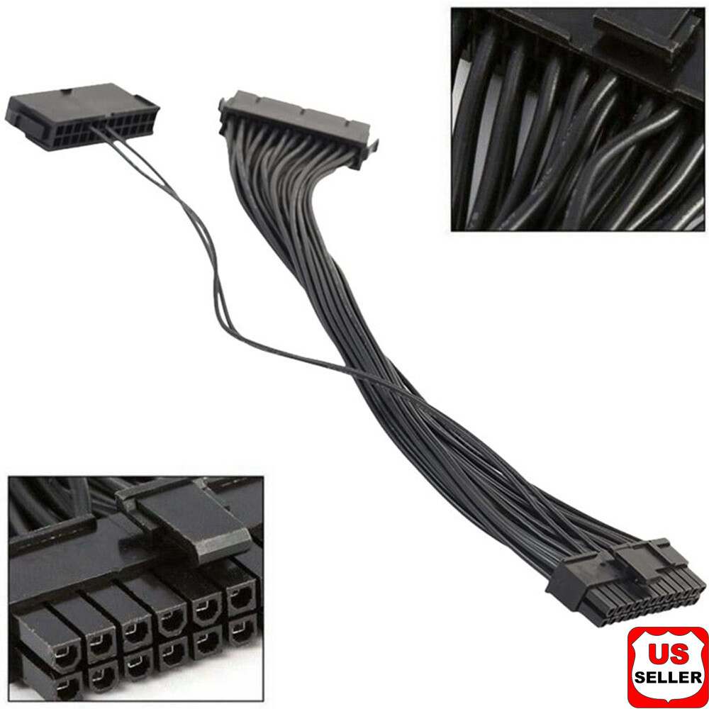 Dual PSU Power Supply 24-pin ATX Motherboard Mainboard Adapter Connector Cable