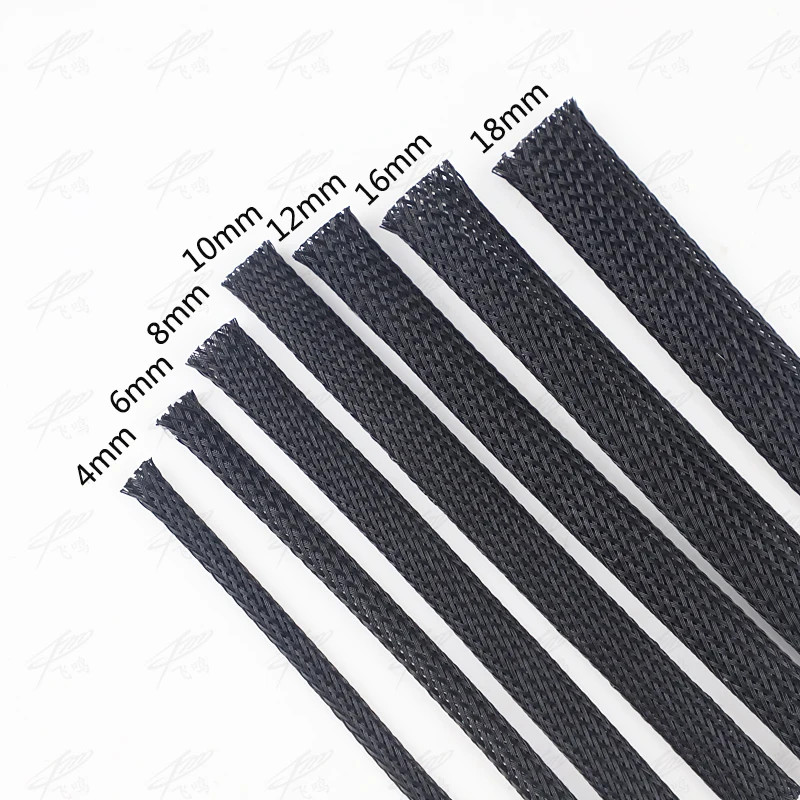 10M Black Braided Cable Sleeving PET Nylon Wrapping Cable Casing Cable Sleeves W