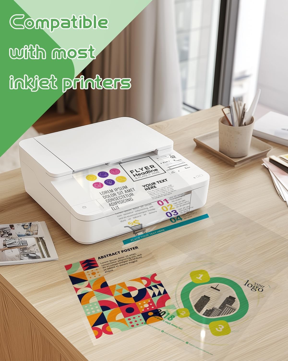 Weliu Transparency Sheets for Inkjet Printers, 30 Sheets 8.5″ X 11″, Clear Ac…