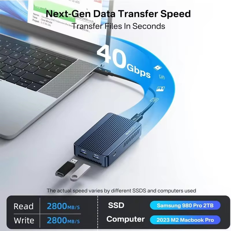 Acasis 40Gbps M.2 NVMe SSD Case & Dock 7-in-1 Hub Compatible with TB 4/3 USB 4