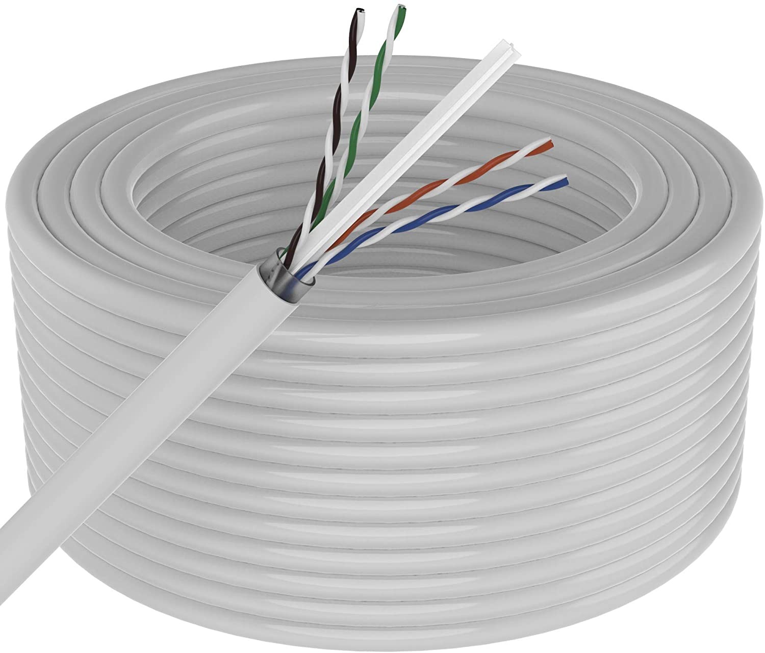 Patron 250′ Cat6 Ethernet White Bulk Network Cable 23AWG 600Mhz UL Bare Solid
