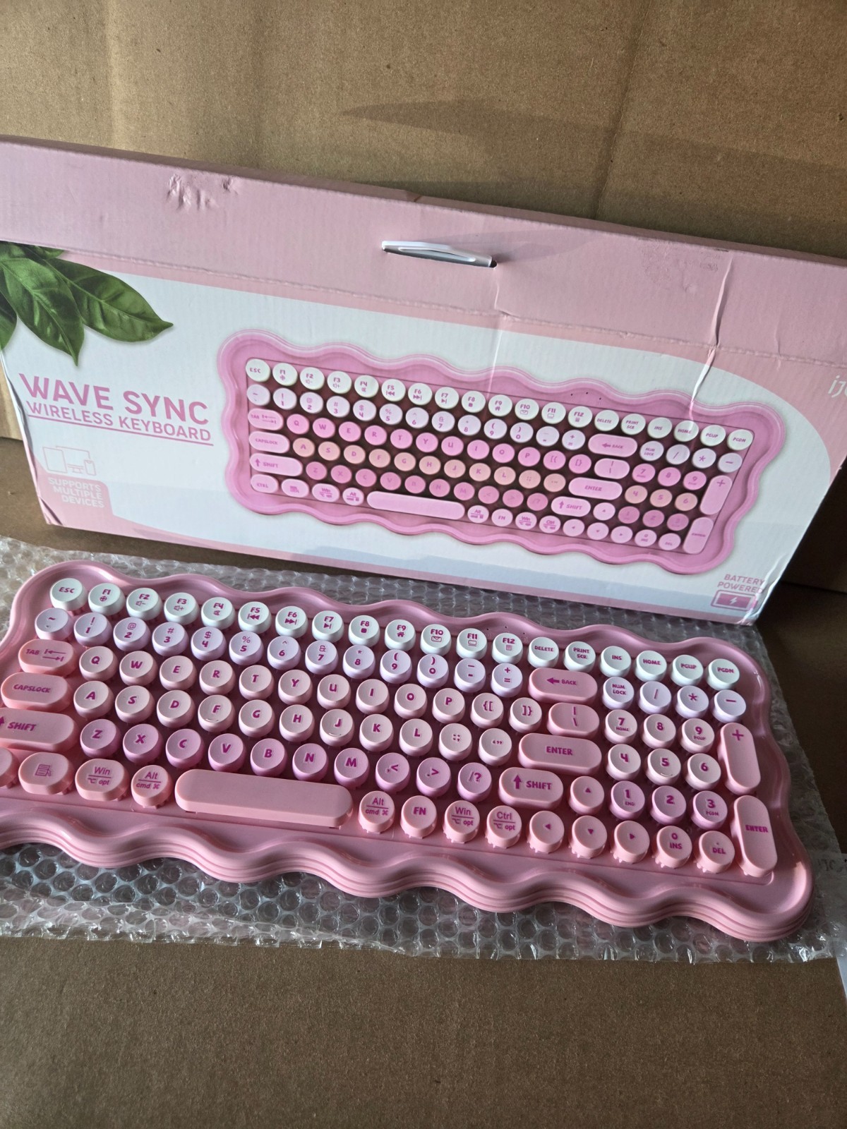 IJoy Wave Sync Compact Round Key Wireless QWERTY Keyboard Pink IJ10498-TT
