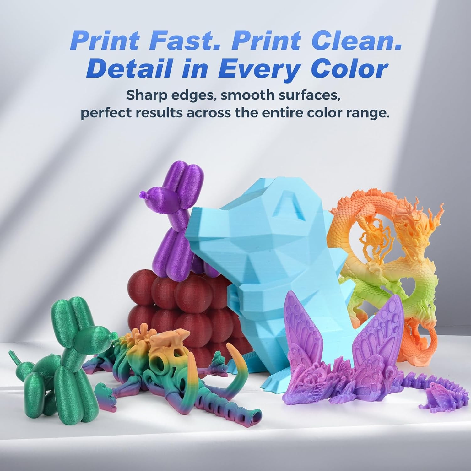 FLASHFORGE Rapid PLA 3D Printer Filament 1.75mm 1KG Rainbow Candy Max 500mm/s