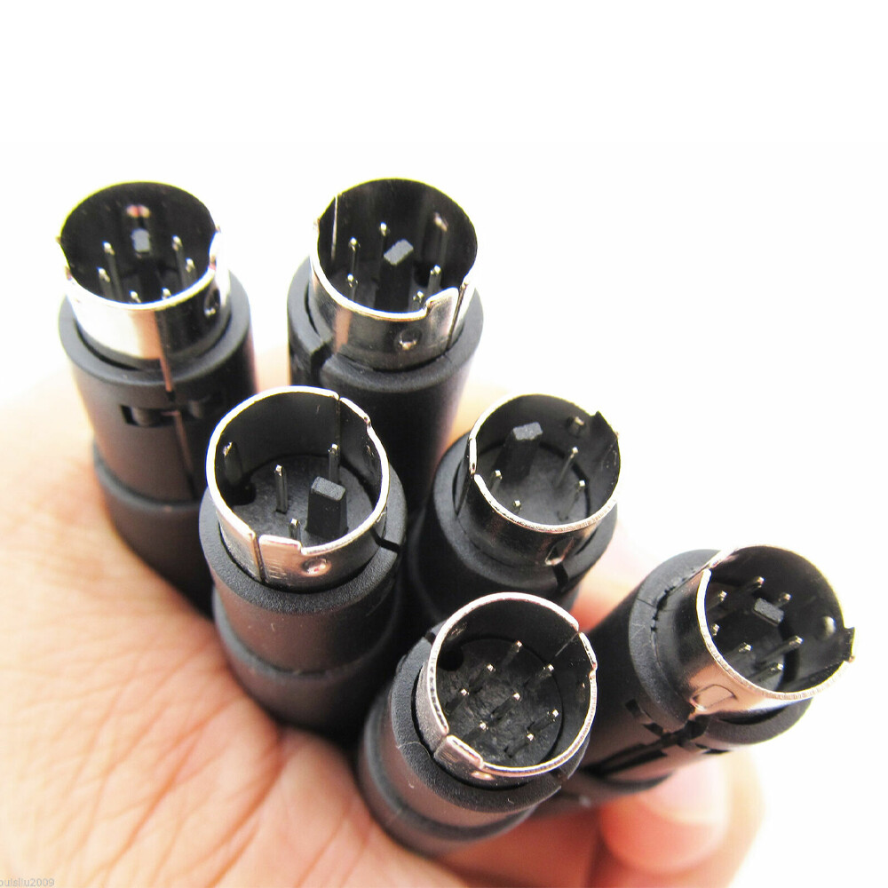 5X Mini DIN Plug Jack Connector with Black ABS Plastic Handle 3pin to 8pin