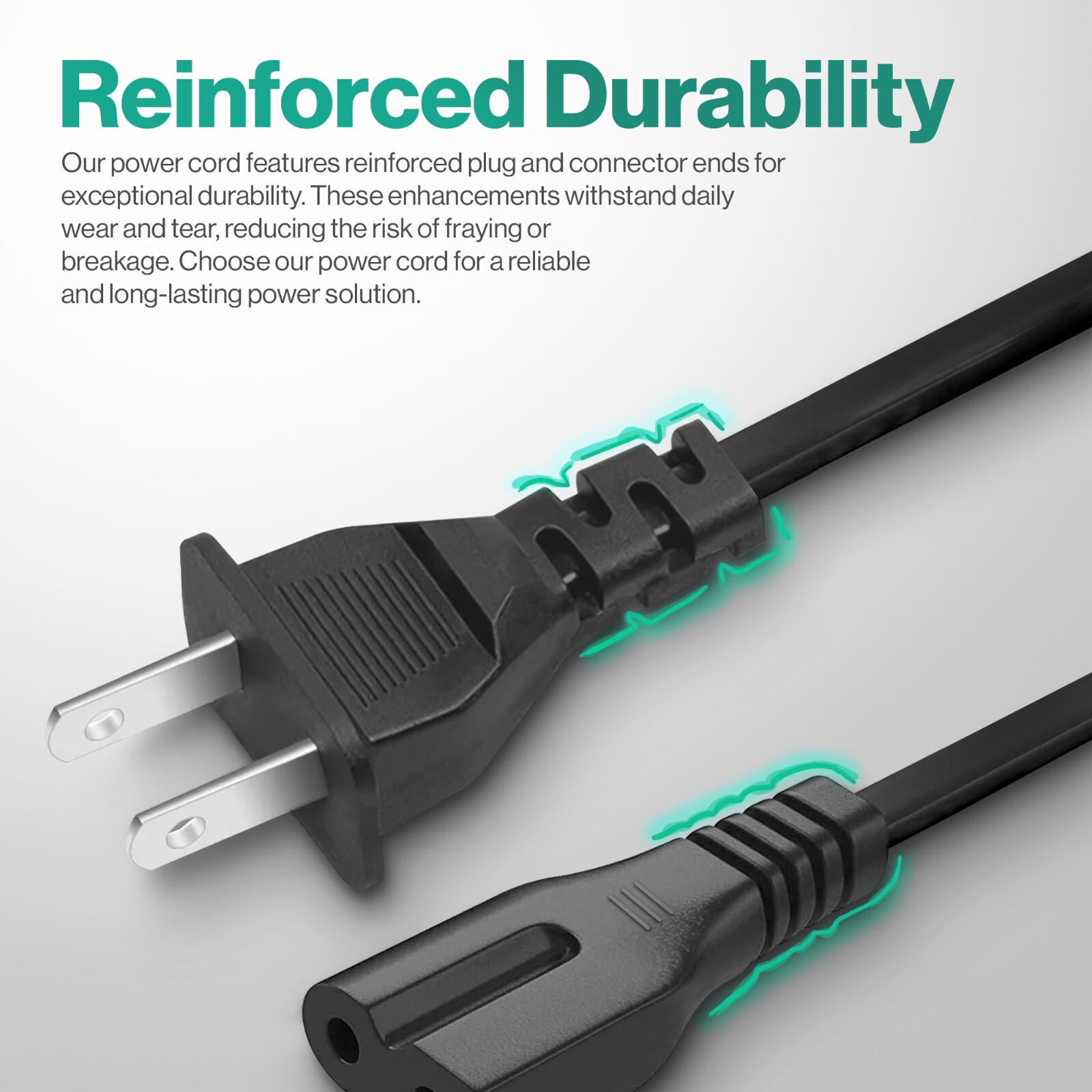 Polarized 2 Prong Power Cord for Sewing Machines Brother, Yuki, Singer, Pfaff