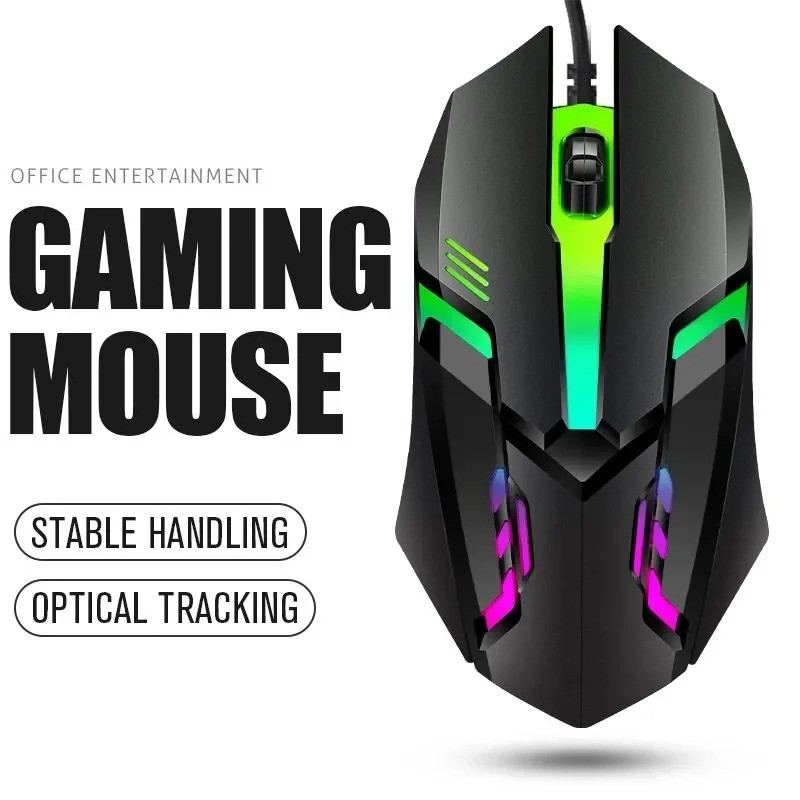NEW WIRED USB OPTICAL MOUSE FOR PC LAPTOP COMPUTER ANDROID BOX SCROLL RGB LED