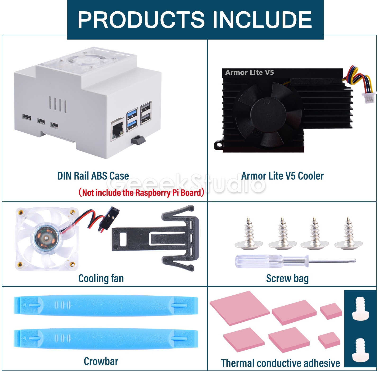 ABS Electrical Box Plastic DIN Rail Case with 3510 Cooler for Raspberry Pi 5