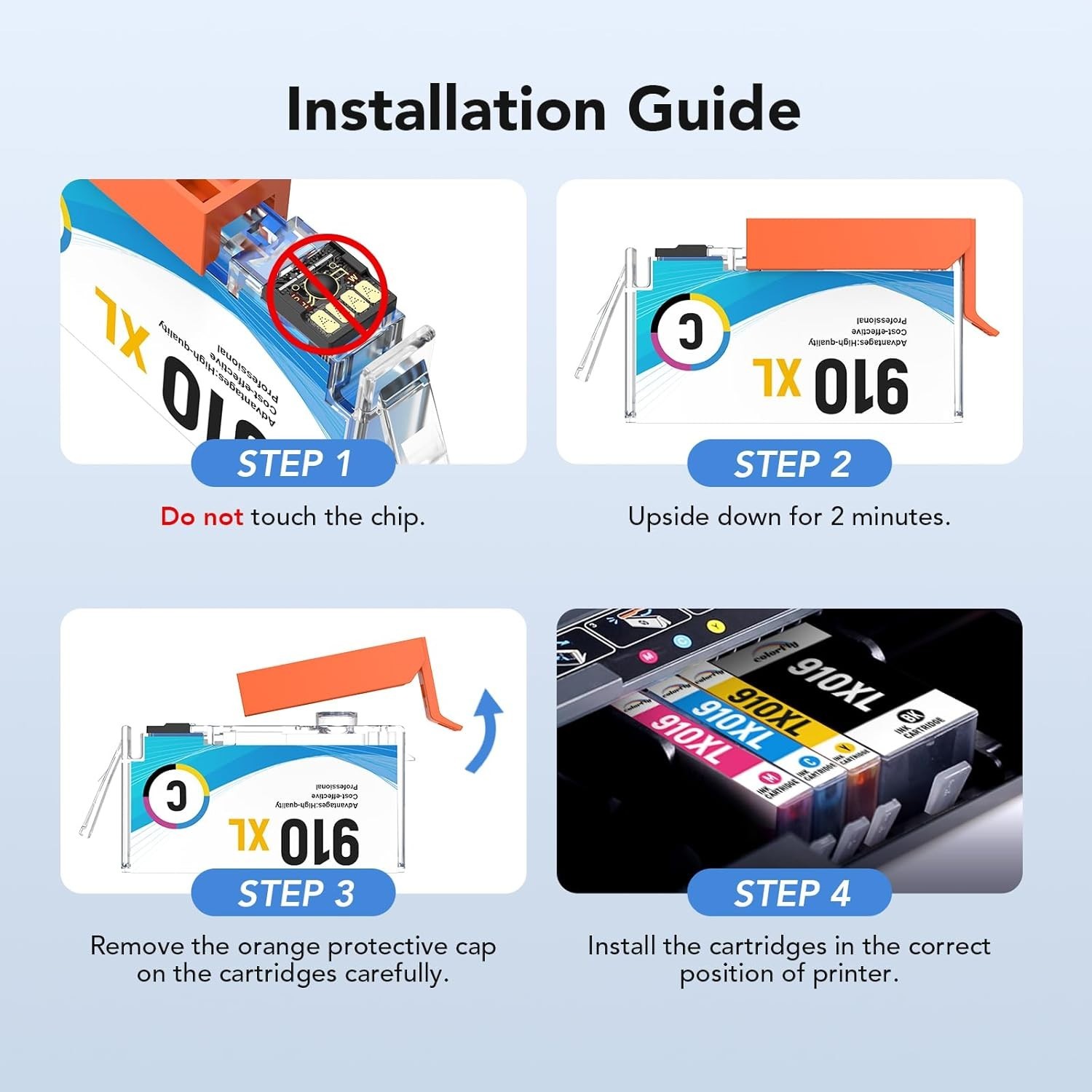 4pk 910XL Ink Cartridges for HP OfficeJet Pro 8010e 8020e 8022e 8025e 8028e