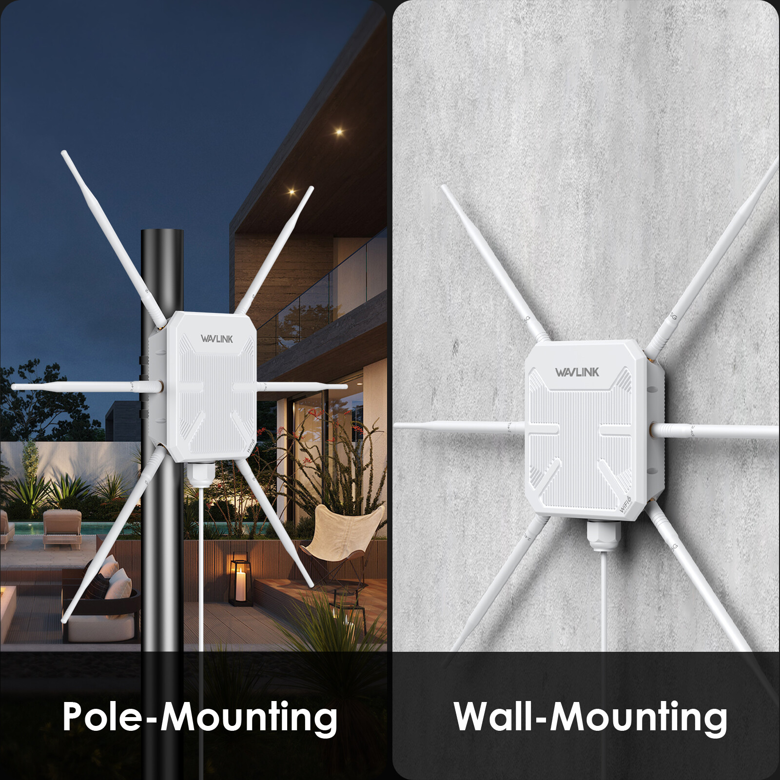 WAVLINK AX3000 Outdoor WiFi6 Extender Router Booster for Farm Yard RV Up to 300M