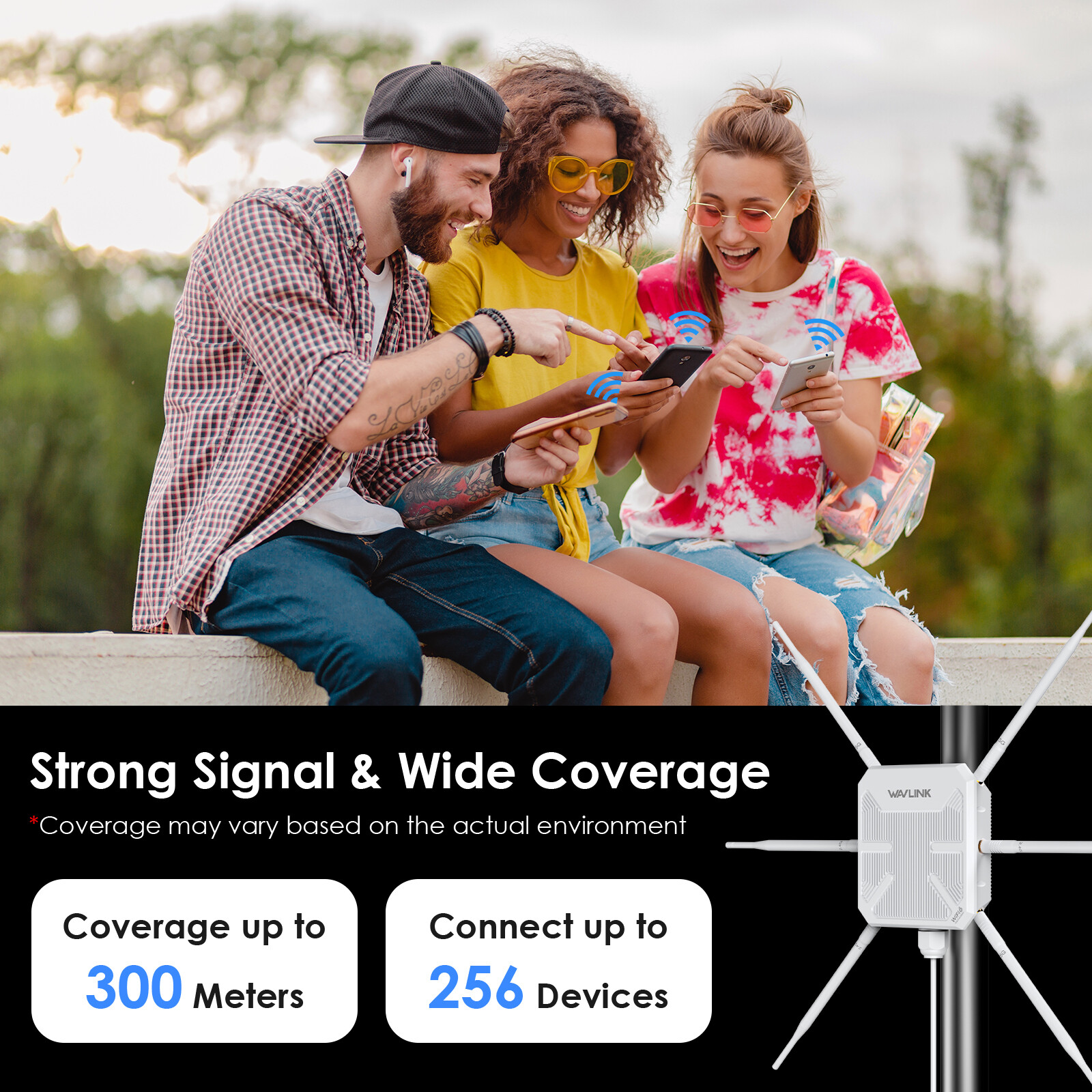 WAVLINK AX3000 Outdoor WiFi6 Extender Router Booster for Farm Yard RV Up to 300M