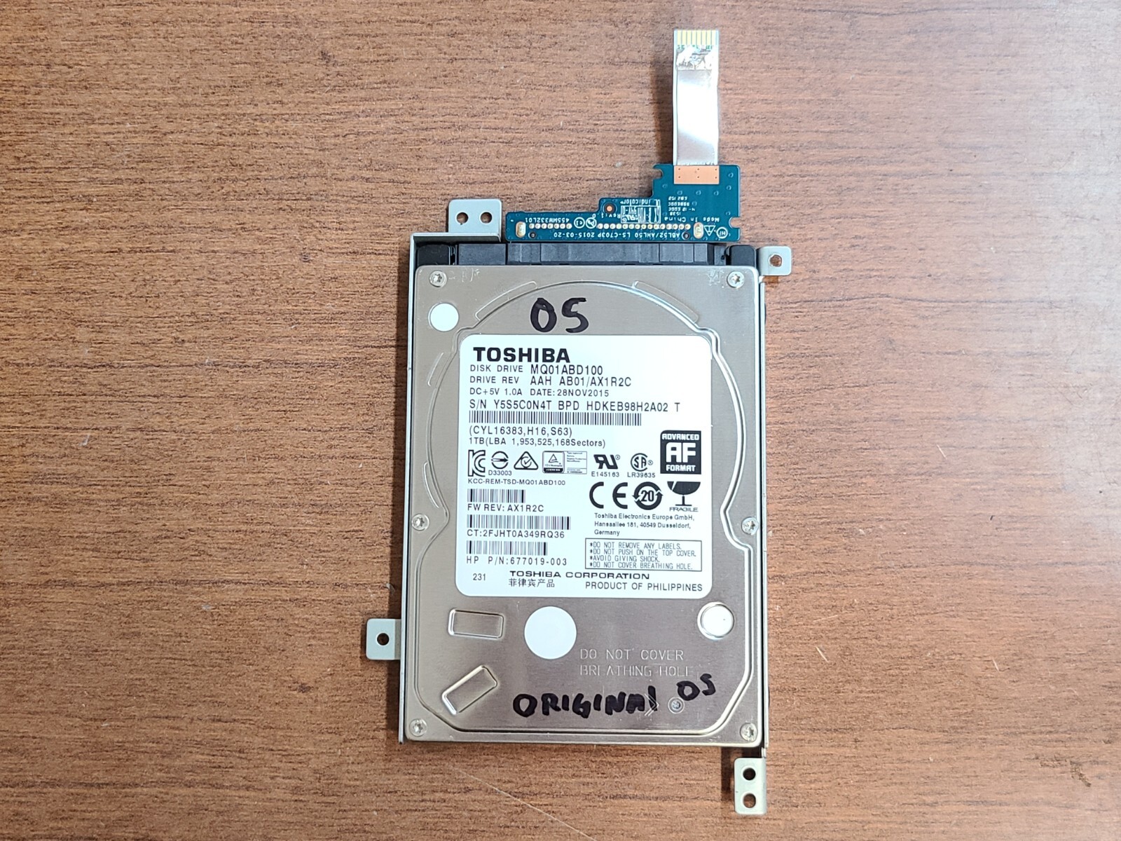 TOSHIBA WINDOWS 10 1TB 5400RPM HDD HARD DRIVE HDKEB98H2A02 MQ01ABD100 677019-003