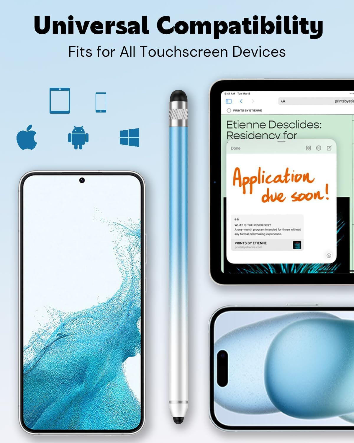 Stylus Pen for Touchscreen, Dual-End High Sensitivity Capacitive Stylus Pen