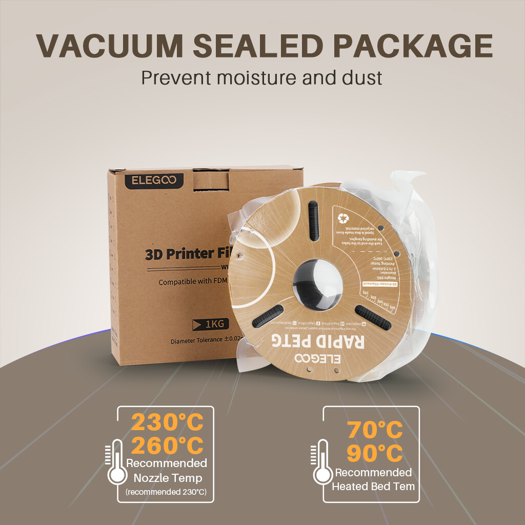 10KG ELEGOO Rapid PETG Filament 1.75mm High Speed for FDM 3D Printer