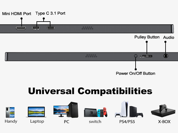 UPERFECT 18.5” Portable Monitor Touchscreen | 120HZ 1ms Gaming Monitor FreeSync