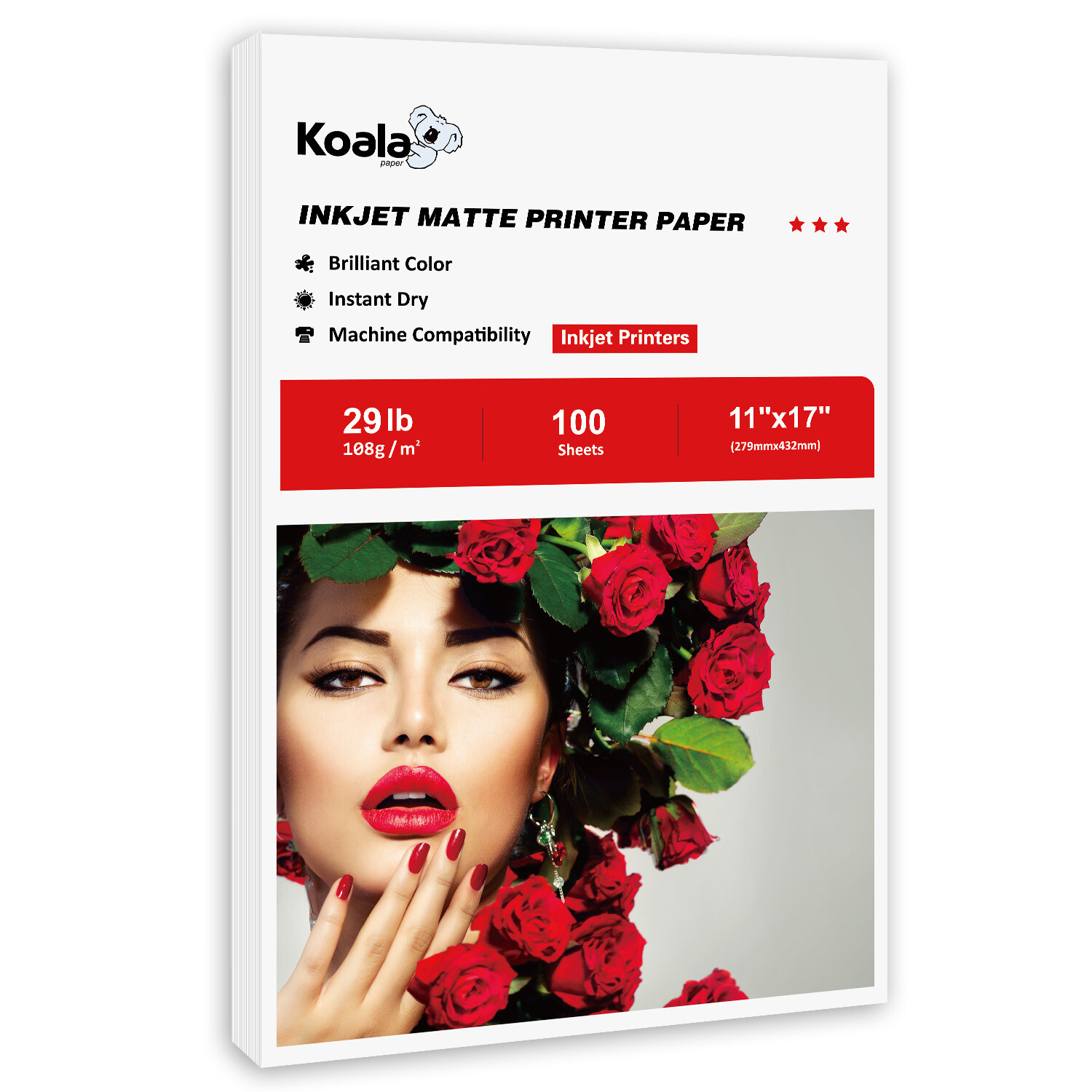 Koala Inkjet Matte Printer Photo Paper 11X17 100 Sheets for DIY Menu Mat Tabloid