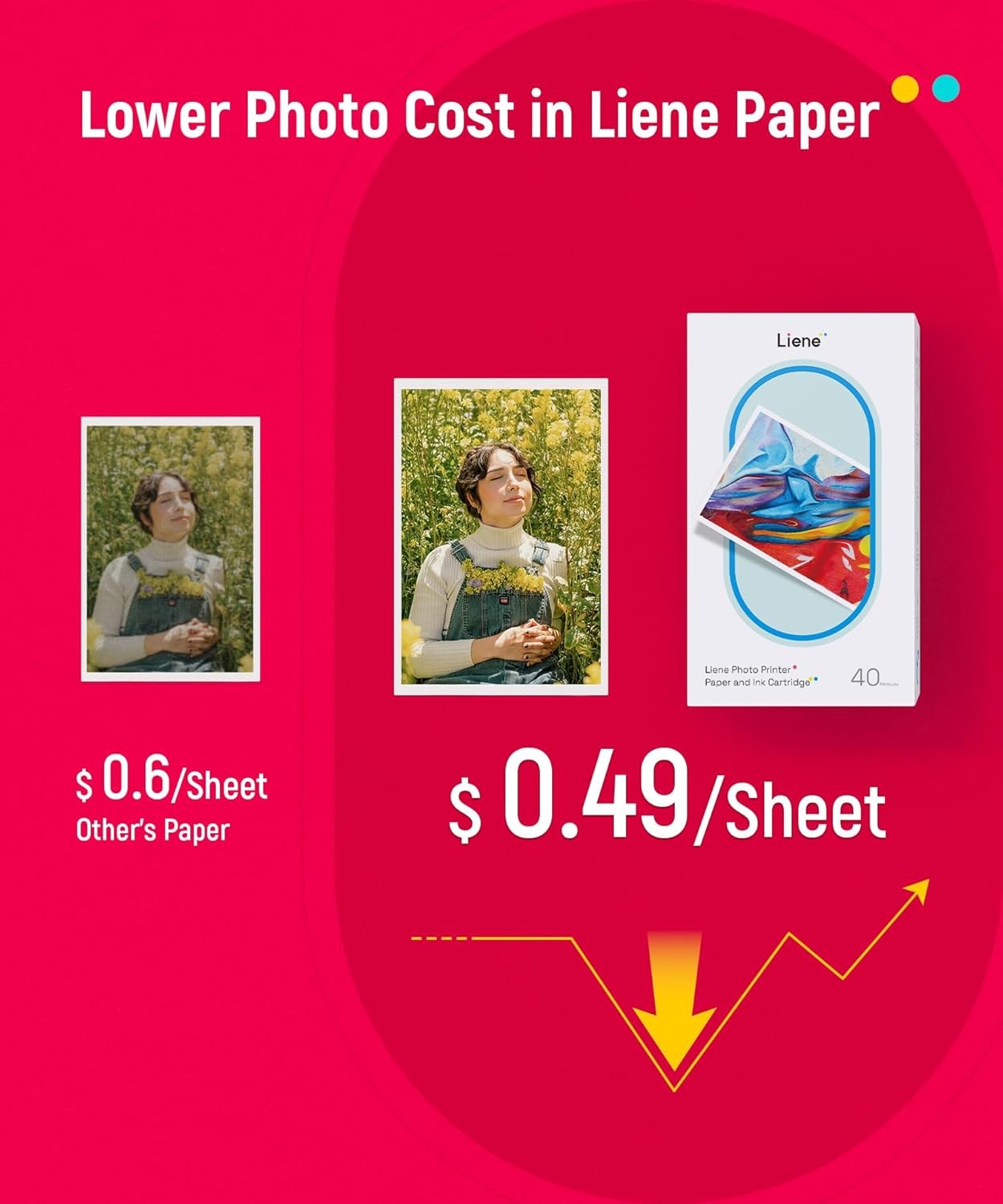 Compatible for Liene Amber M100/M200/M110/M210 4×6″ 80 Papers and 2 Ink Refills