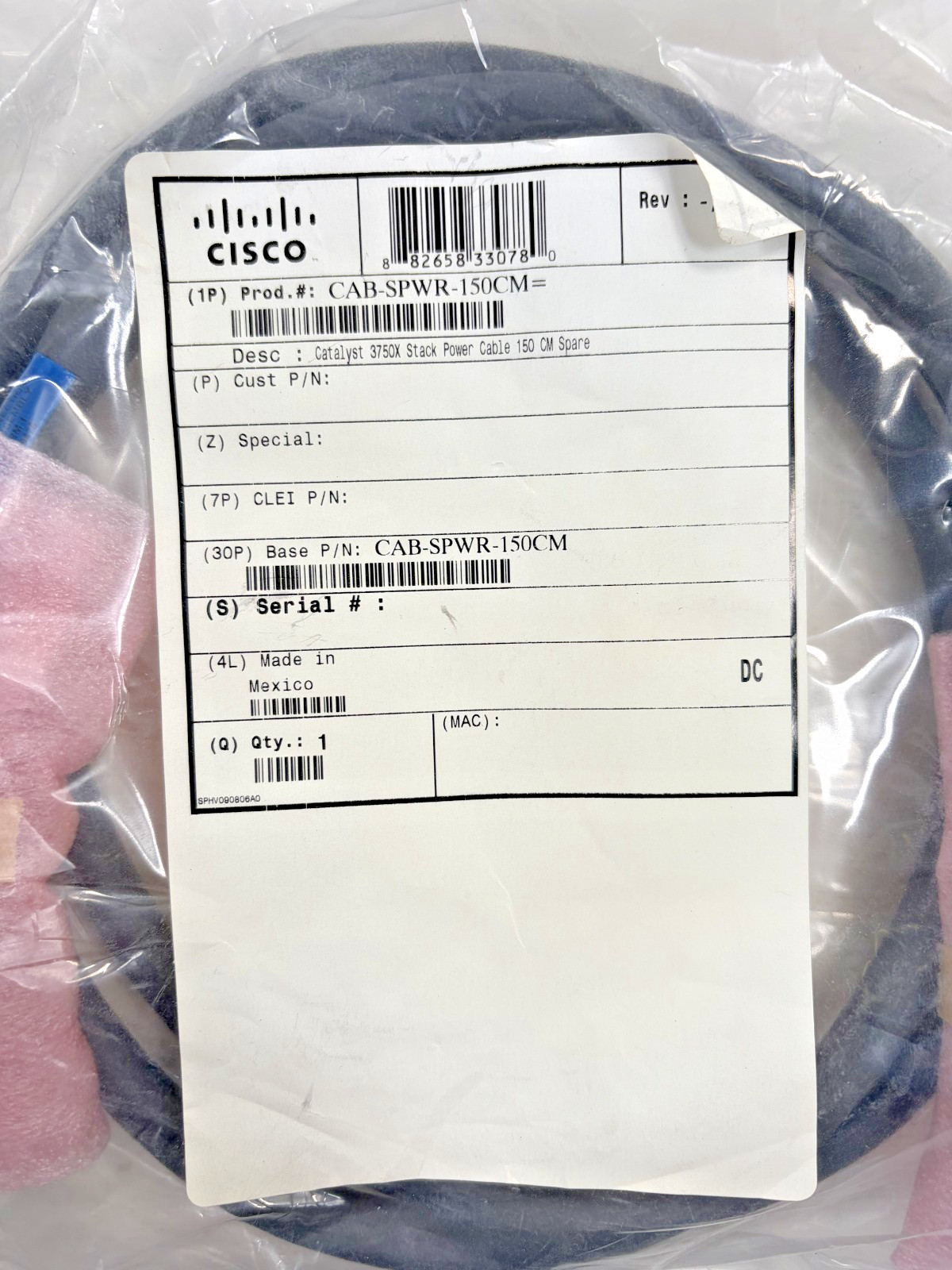 Lot of 2 Cisco CAB-SPWR-150CM Stack Power/Power-Sharing Cable 37-1121-01 5Ft