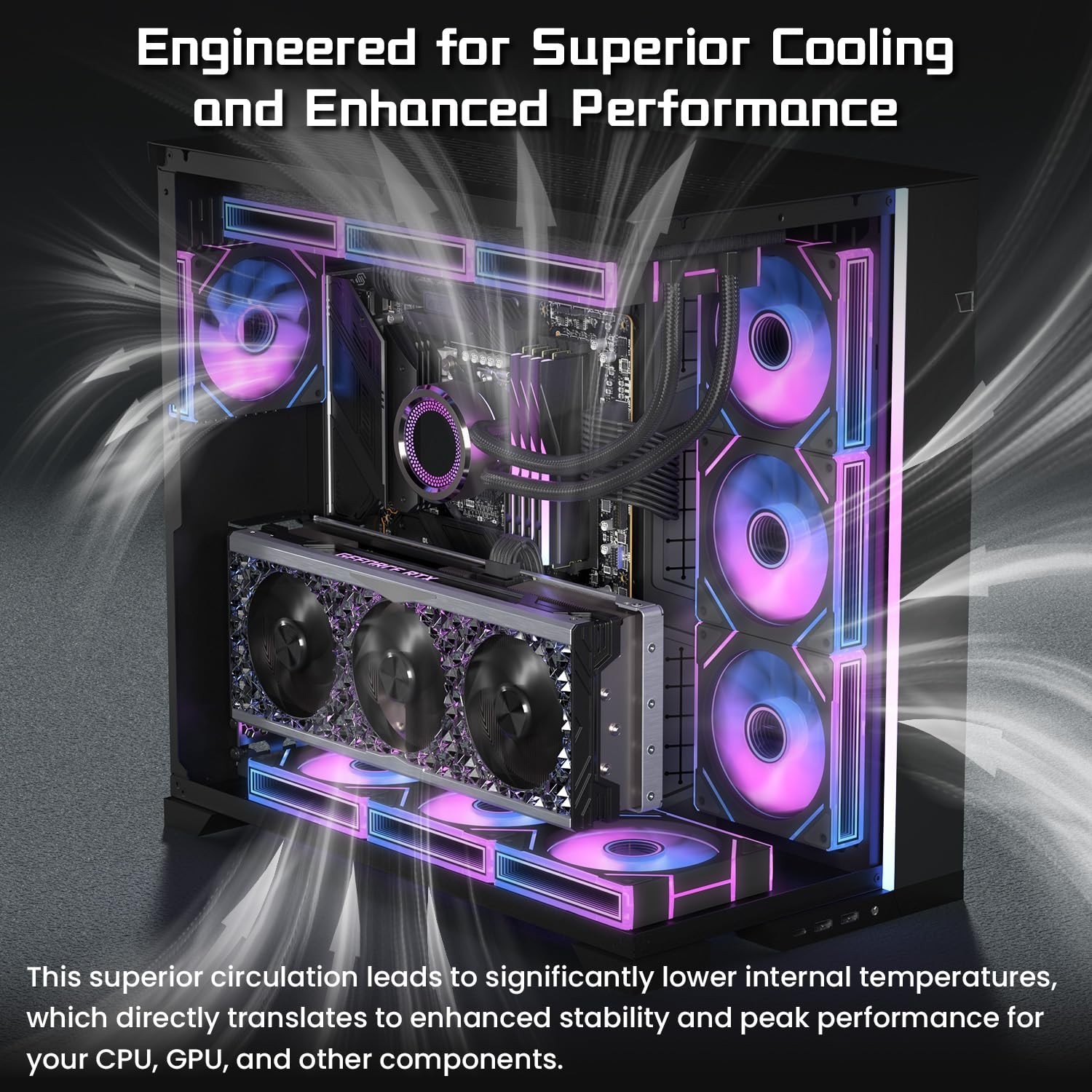 7 Pack ARGB Fans, 4 Forward Fan +3 Reverse Fans， Intelligent Temperature Control