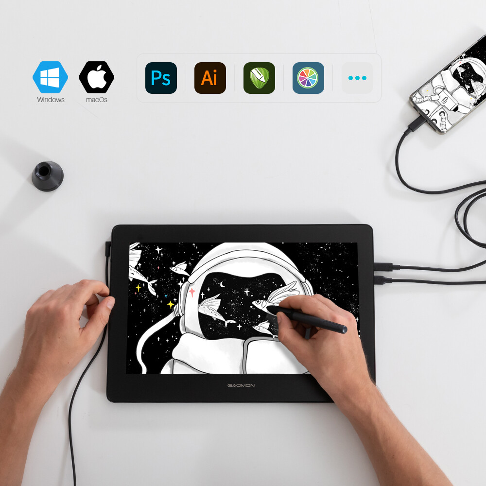 GAOMON PD1220 Drawing Tablet With Screen Full-laminated Battery-free Pen Display