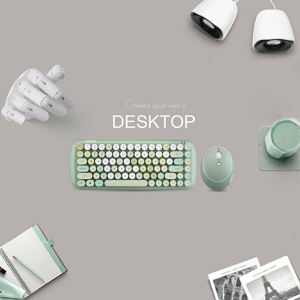 Mofii CANDY Keyboard Mouse Combo Wireless 2.4G Mixed Color 84Key Green