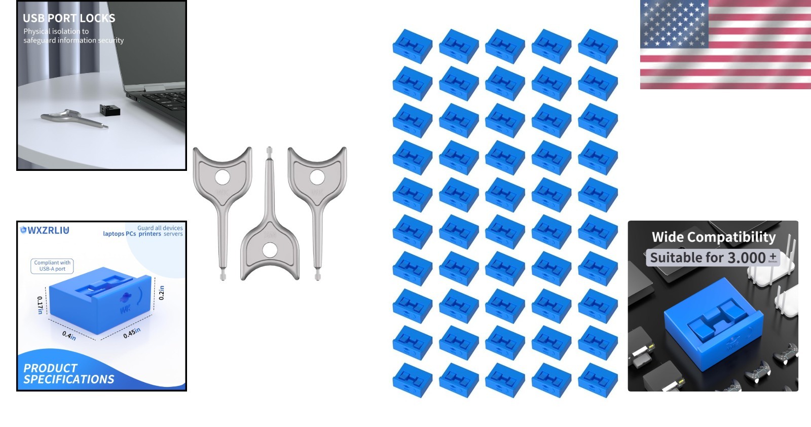 USB Data Blockers – 50PCS Dust Resistant Protectors with 3 Keys for Security