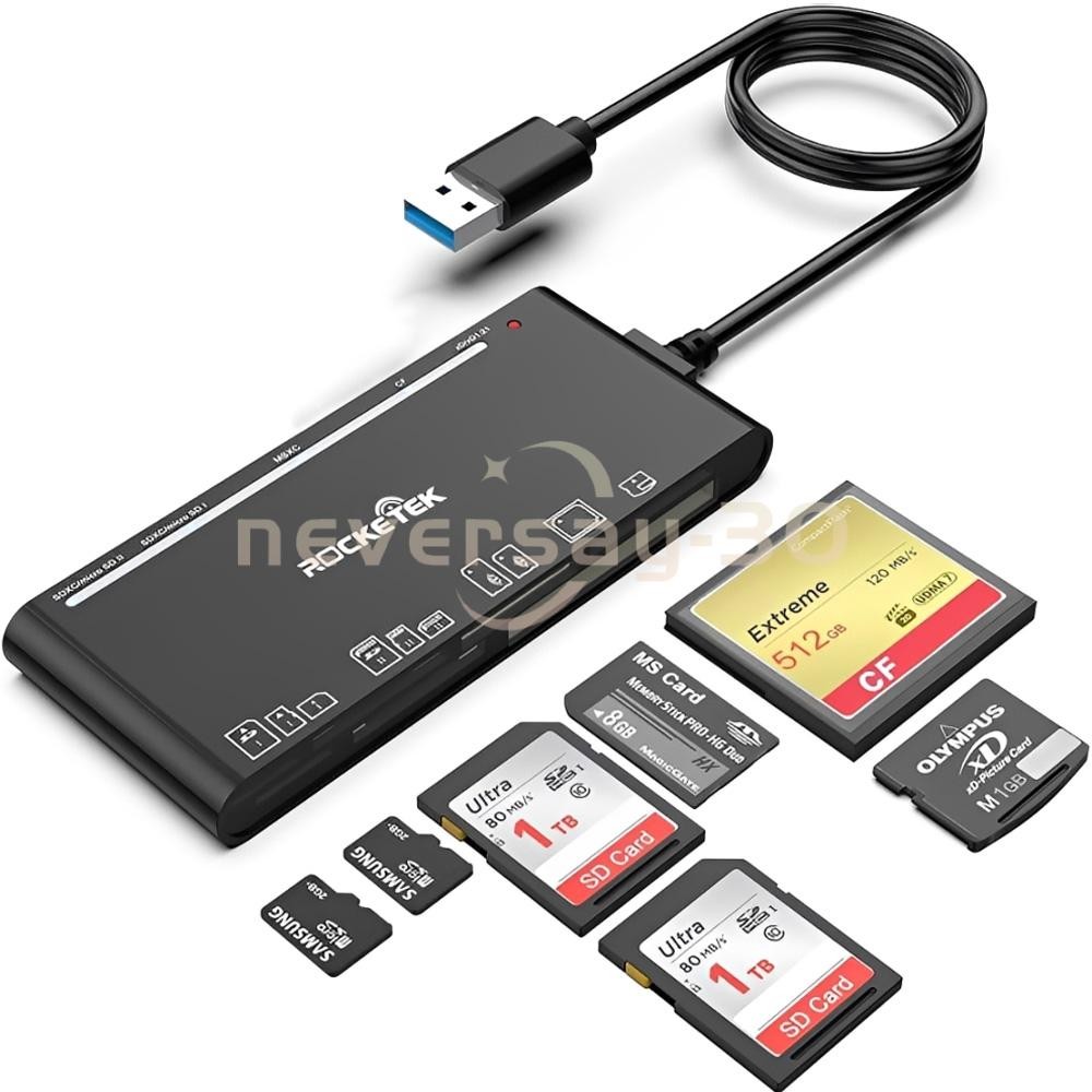 USB3.0 Multi Card Reader for SD, CF, Micro SD, XD, MS Cards – 7 in 1 Adapter Hub