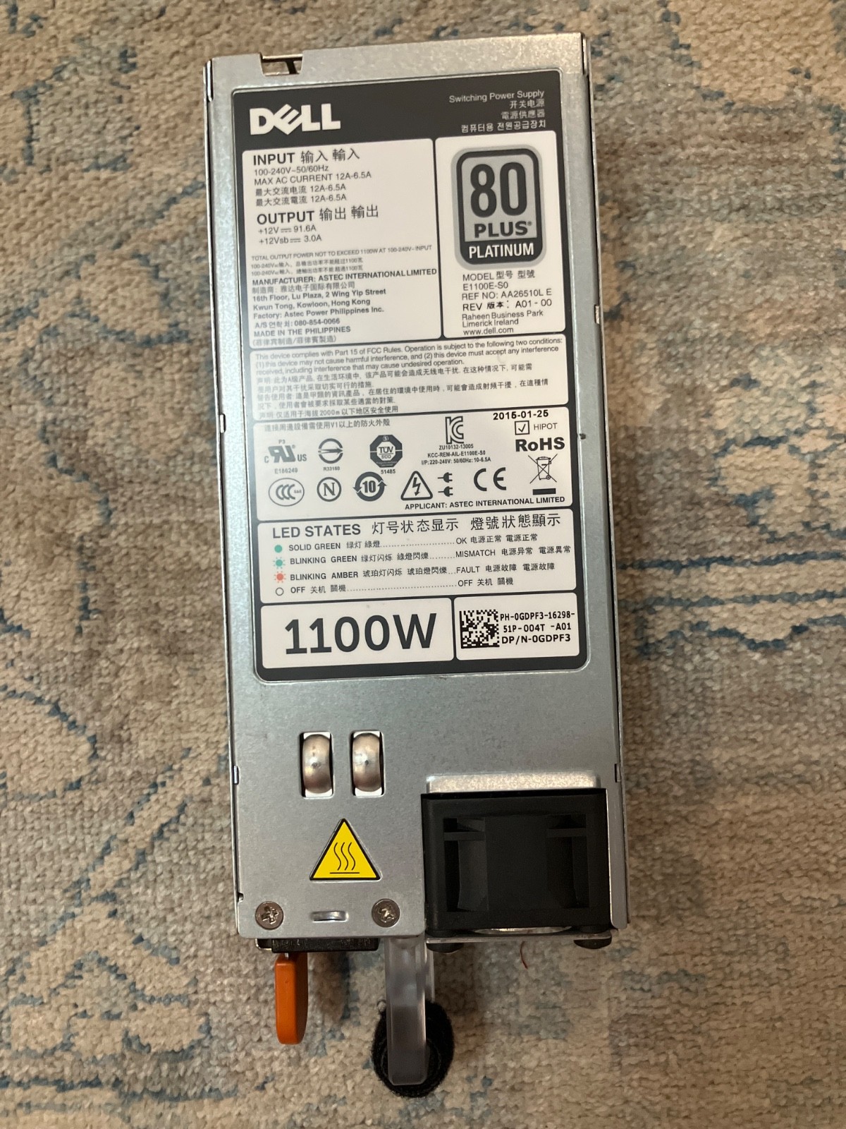1100 watt Dell server power supplies, from VRTX chassis, about 10 years old