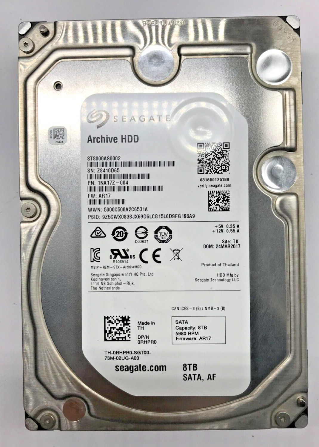 8TB SATA HARD DRIVE SEAGATE Archive HDD ST8000AS0002 5980RPM 3.5″ #FP3976