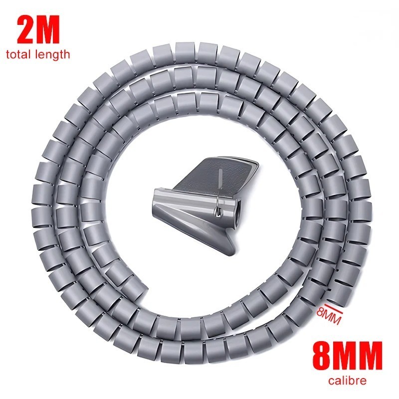 2M Flexible Cable Wire Protector Organizer Pipe Office Cord Sleeve