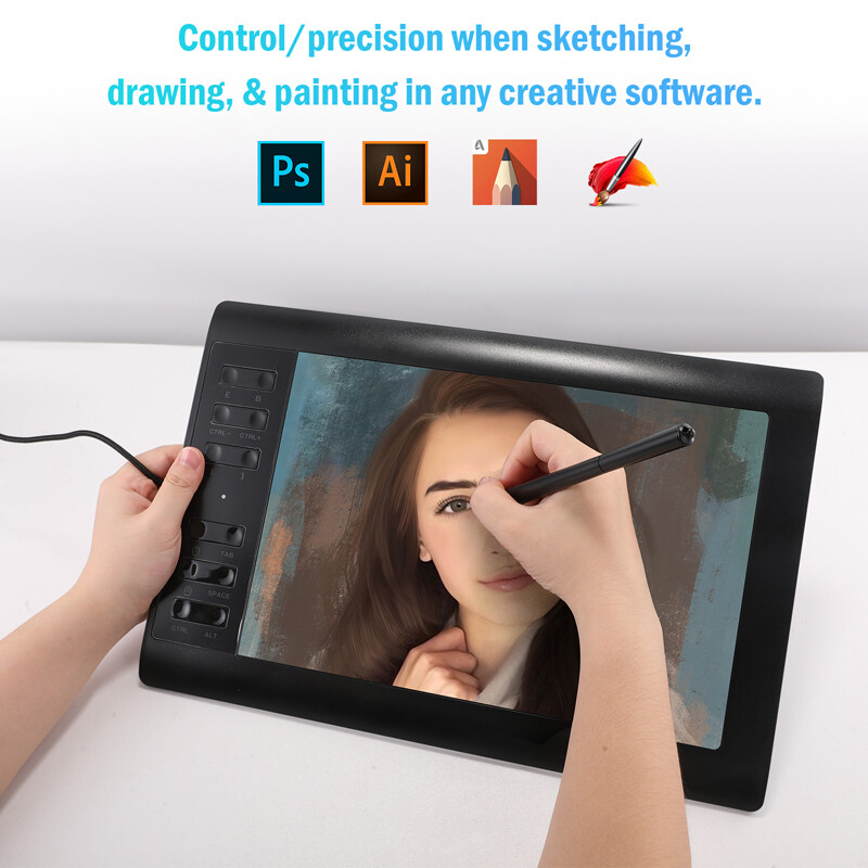 Graphics Drawing Tablet with Battery-Free Stylus for Mac, Windows PC and Android