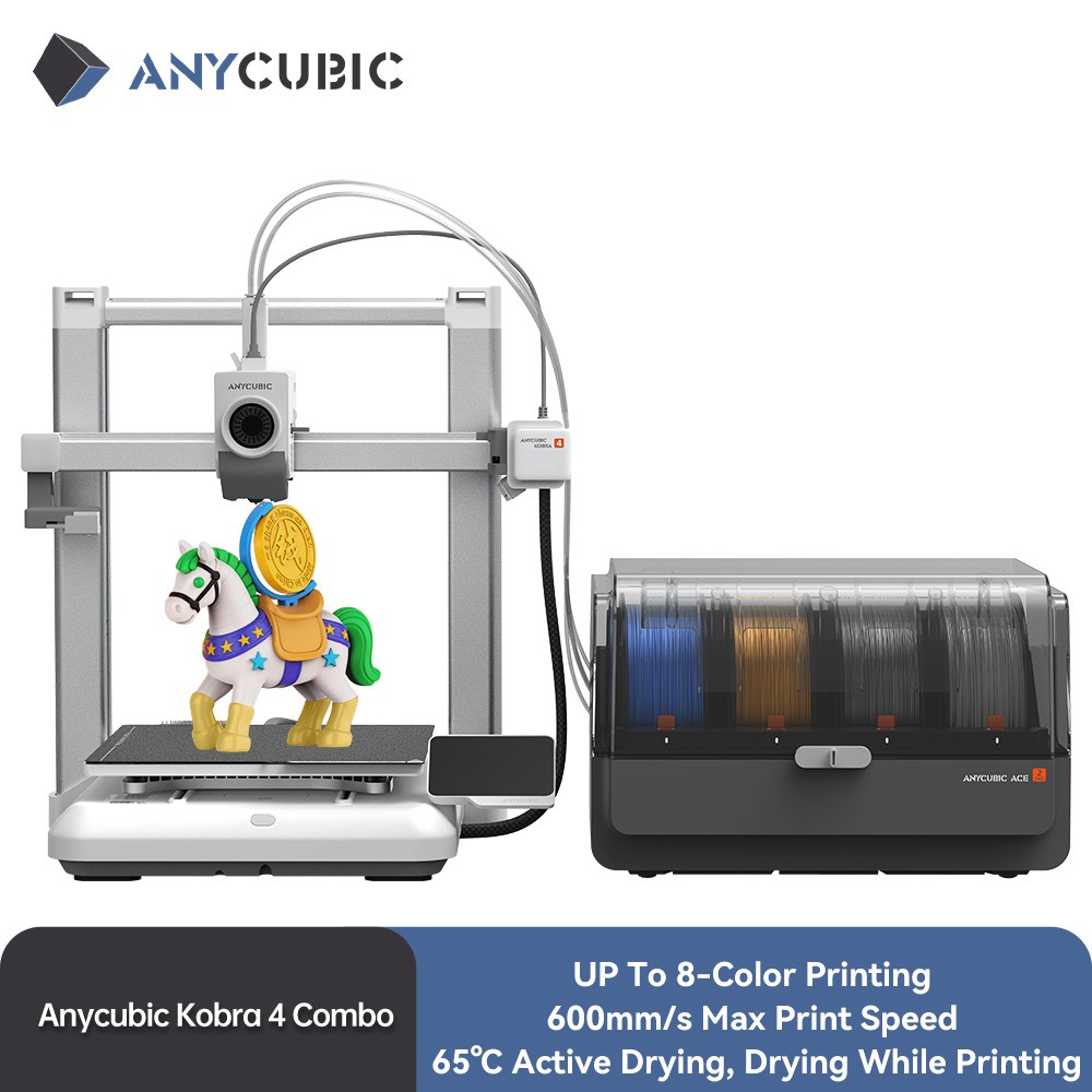 ANYCUBIC Kobra 4 Combo 3D Printer Max 600mm/s UP To 8-Color Printing