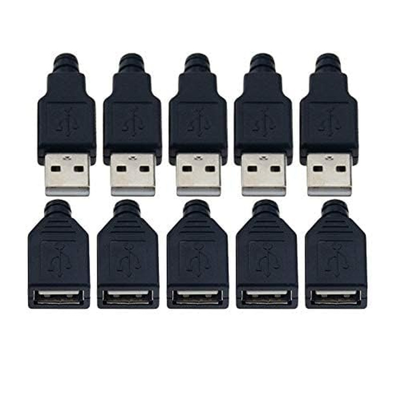 Vizgiz 10 Pack USB Plug Replacement 4 PIN Type a Female Male Socket Connector