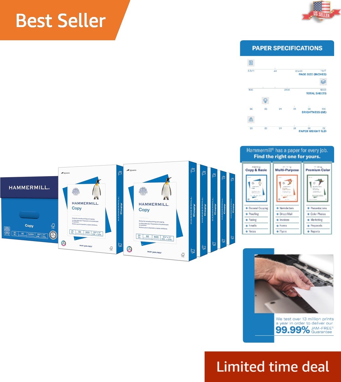 Bulk 8.5 x 11 Copy Paper – 5000 Sheets, 92 Bright, Perfect for Everyday Printing
