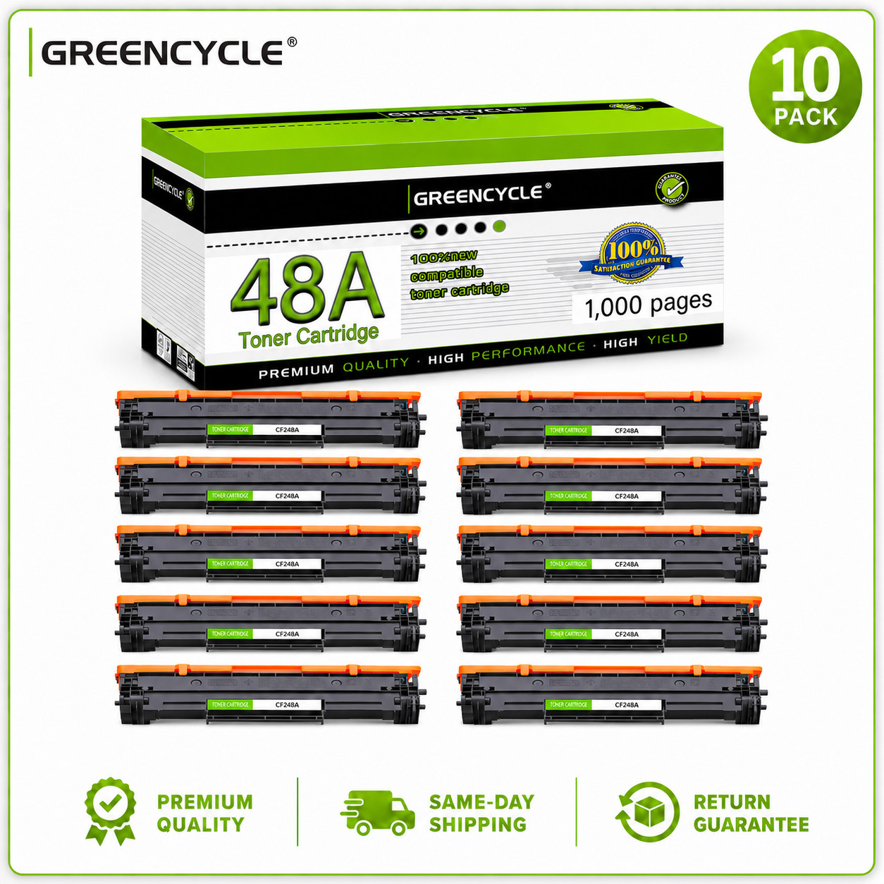 10PK CF248A 48A Toner Cartridge for HP LaserJet Pro MFP M28a M28w M29a M29w