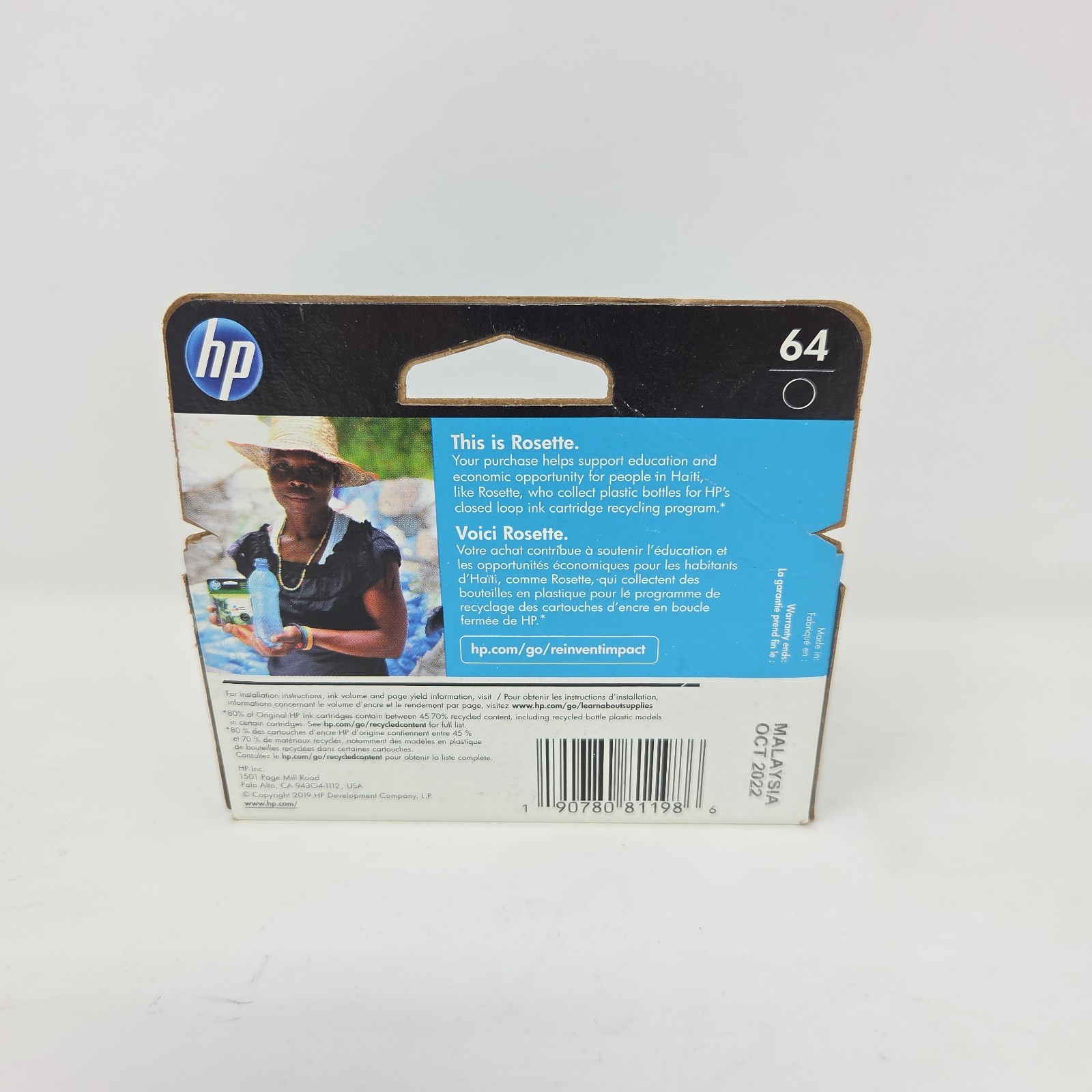 HP 64: Black Ink Cartridges N9J90AN EXP. OCT 2022 NEW SEALED