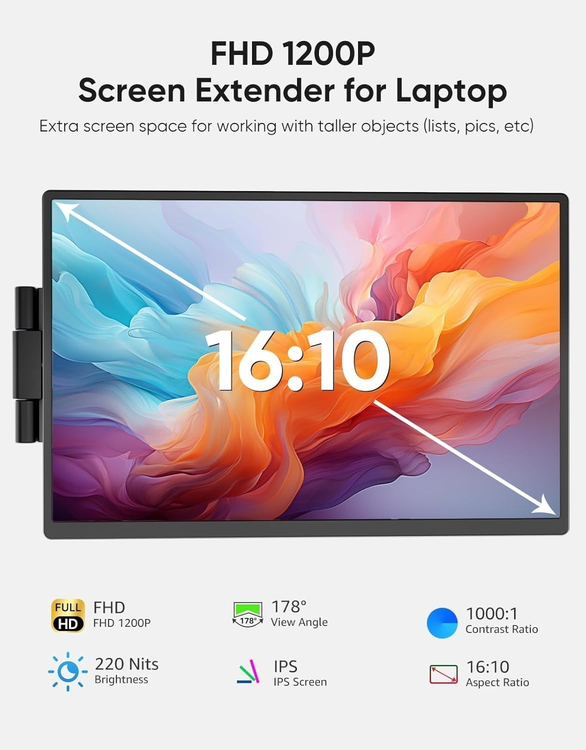 USED | 14.1” Portable Monitor Laptop Screen Extender Grade-A 1200P for 14-17″