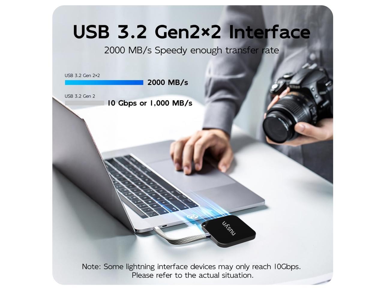 Nusyn NSP33 1TB Magnetic Portable SSD, Up to 2000MB/s, USB-C, USB 3.2 Gen 2×2, A