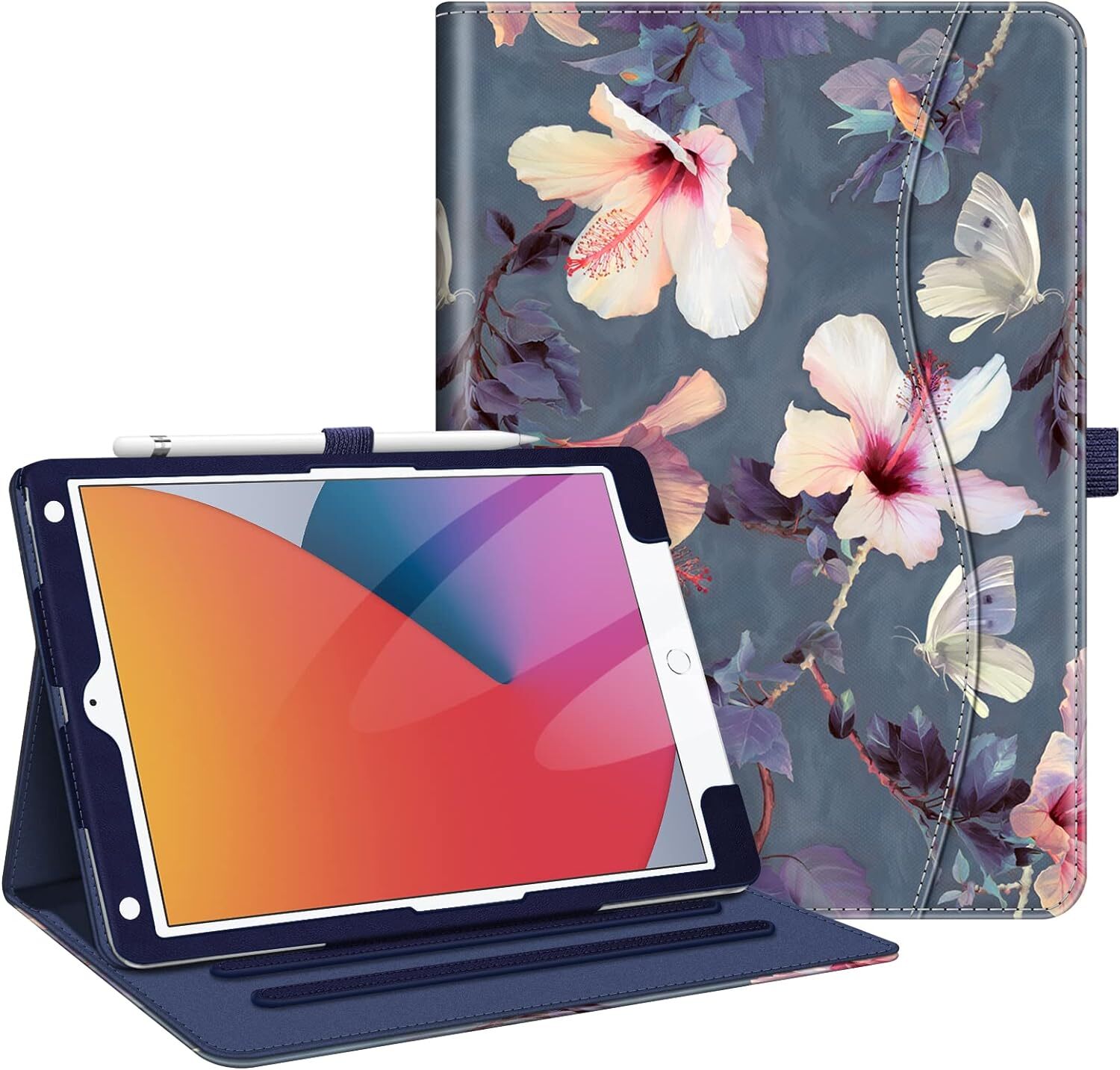 Case for Apple iPad 9th Gen 2021 8th 7th 10.2 Inch Folio Stand Cover with Pocket
