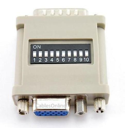 HD15 VGA Monitor Female to DB15 MAC Male Converter Adapter w/ Dip Switches