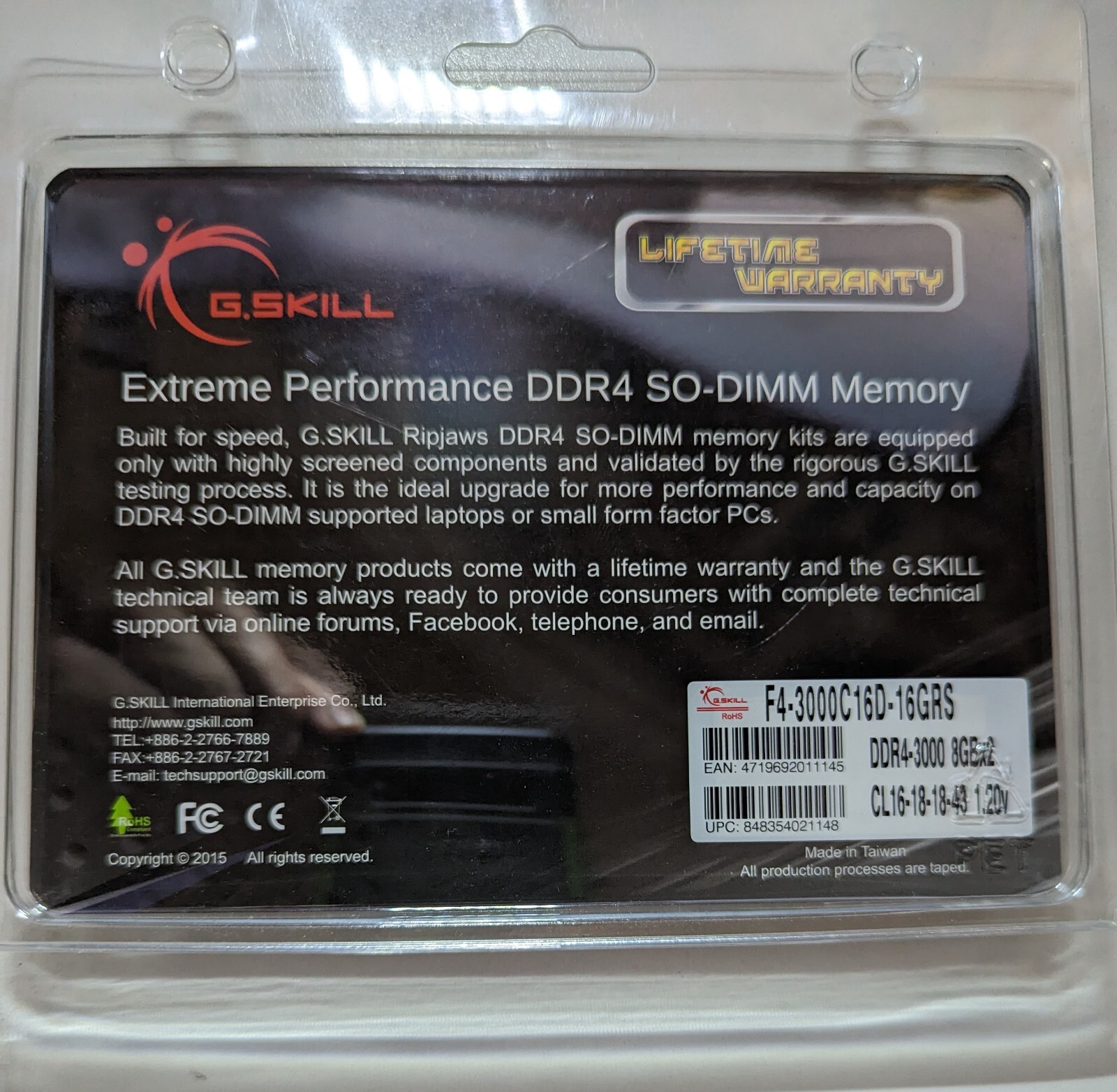 G.SKILL Ripjaws Series 260-Pin DDR4 SO-DIMM DDR4 3000 (PC4 24000) Laptop Memory